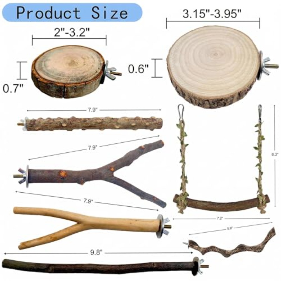8PCS natural wood bird perches - Health & Wellness Japan ulasan dan harga
